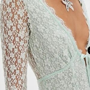 Free People Mint Lace Mini Dress